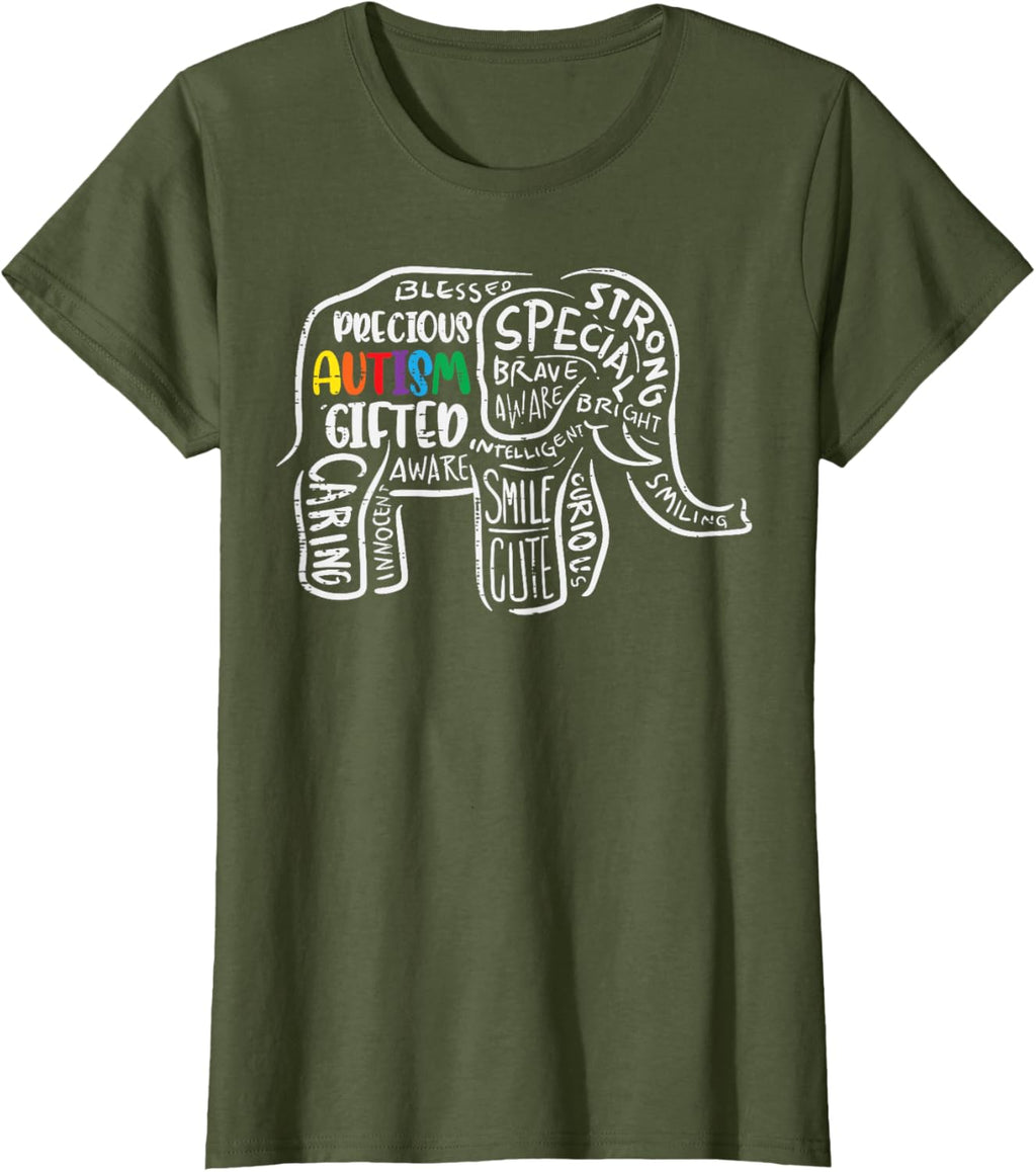 Autism Awareness Elephant Acceptance Autistic Men Women Kids