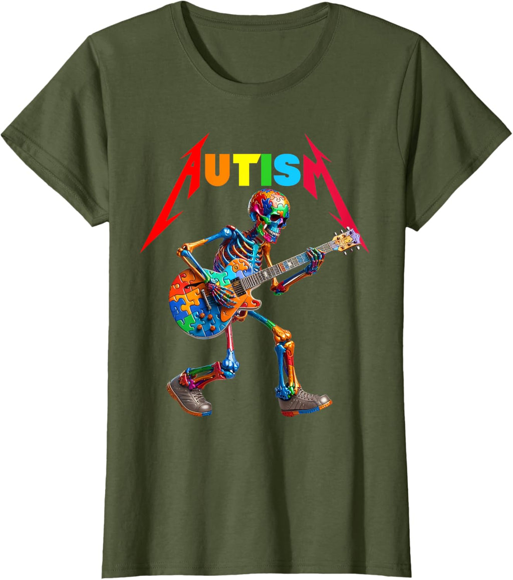 Autism Skeleton Guitar Rock Puzzle Music Autism Awareness
