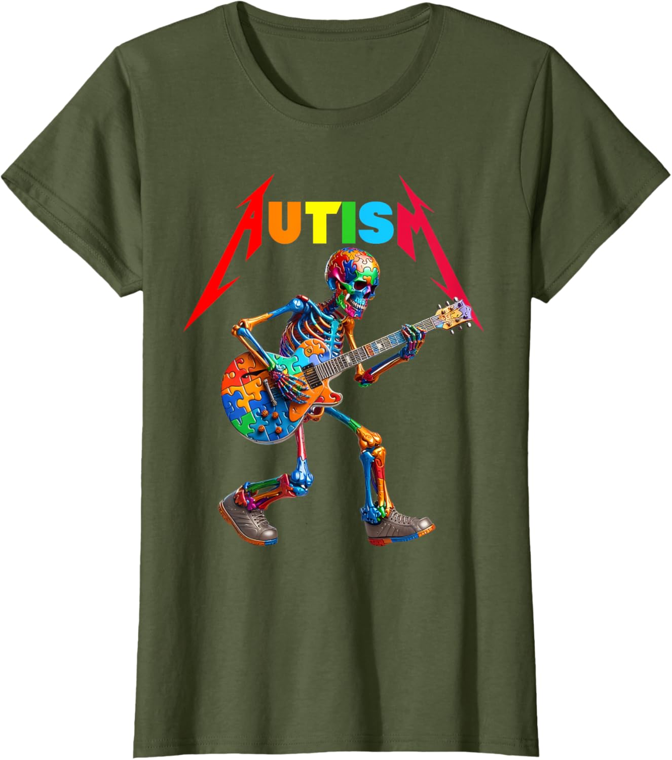 Autism Skeleton Guitar Rock Puzzle Music Autism Awareness