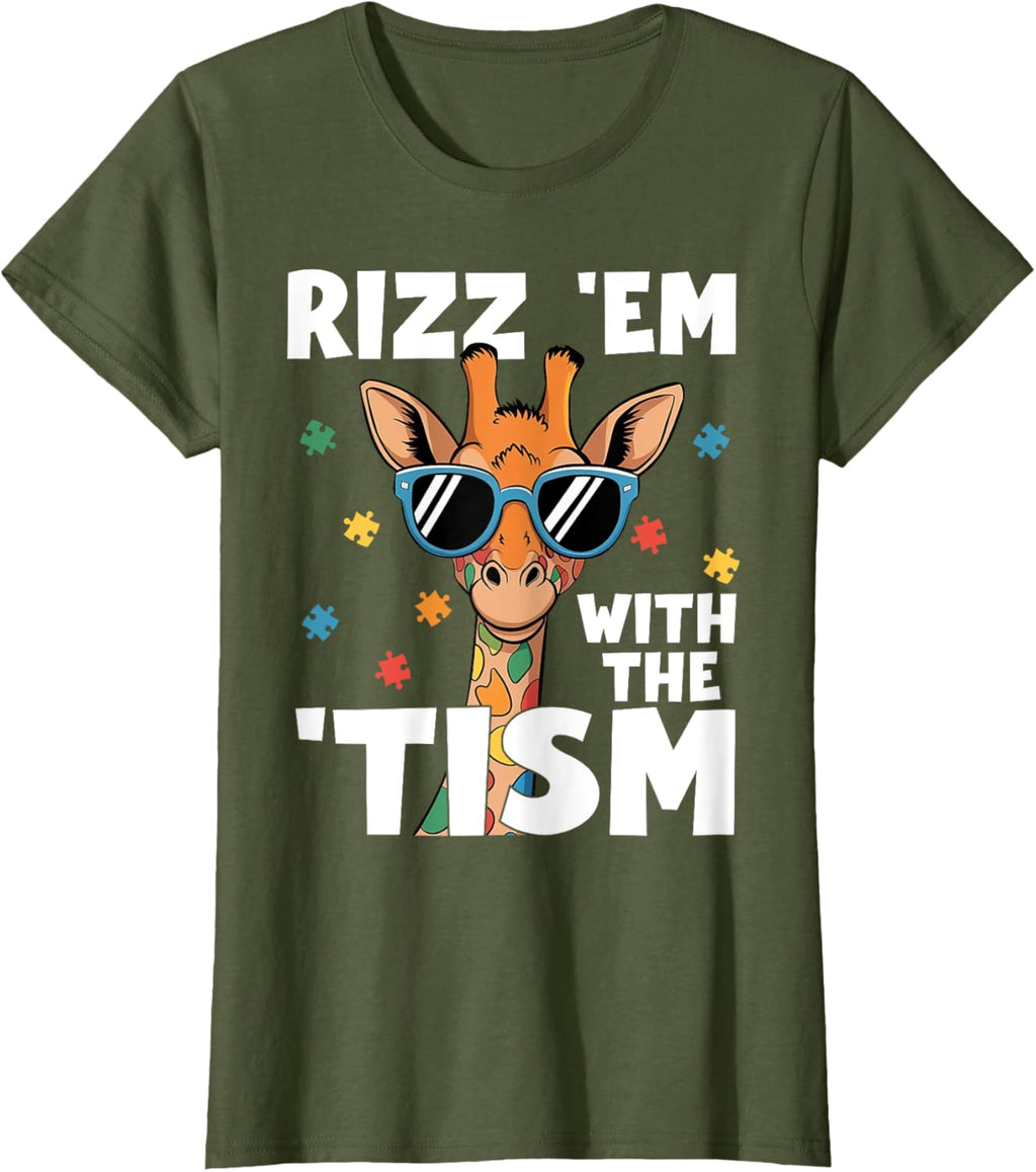 Rizz em with the tism Autism Giraffe Funny Autism Awareness