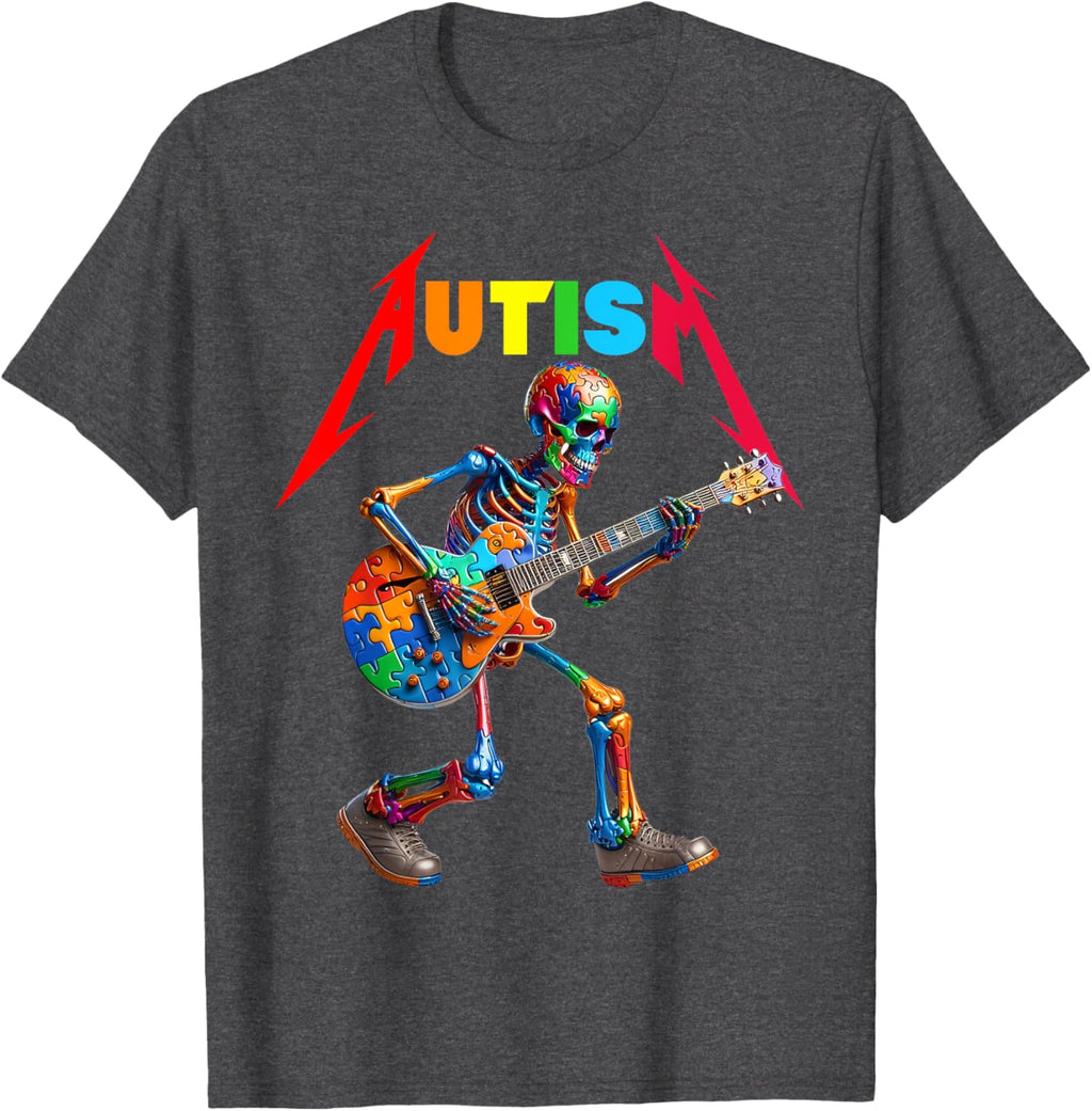 Autism Skeleton Guitar Rock Puzzle Music Autism Awareness
