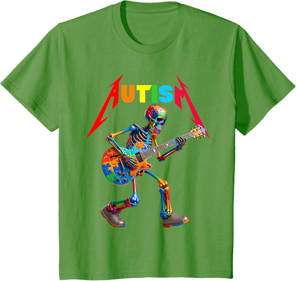 Autism Skeleton Guitar Rock Puzzle Music Autism Awareness