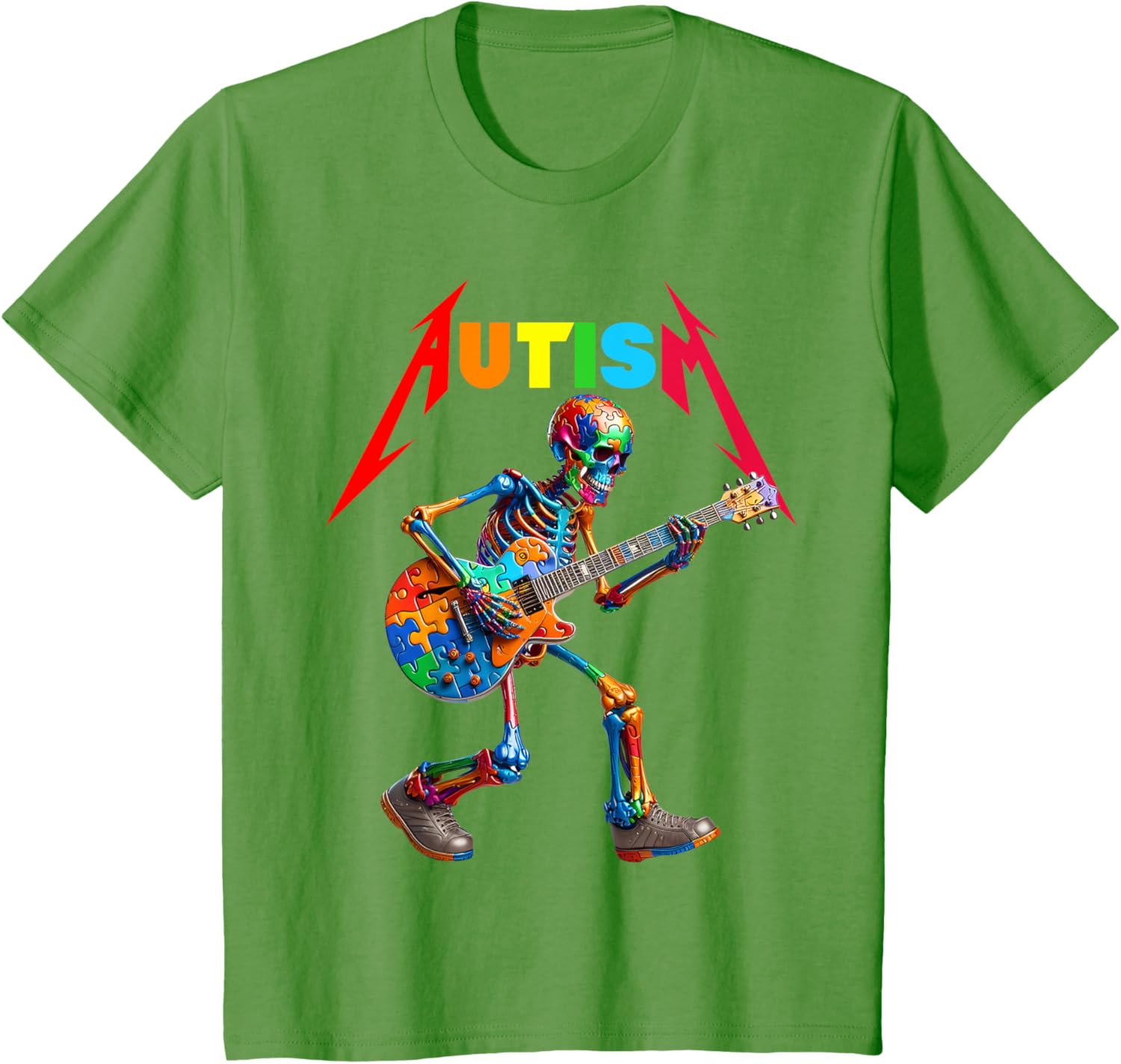 Autism Skeleton Guitar Rock Puzzle Music Autism Awareness