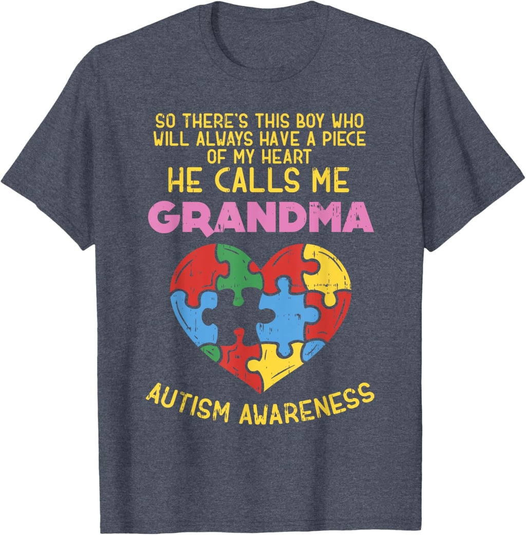 Grandma Autism Awareness Shirt Austistic Boy Piece My Heart