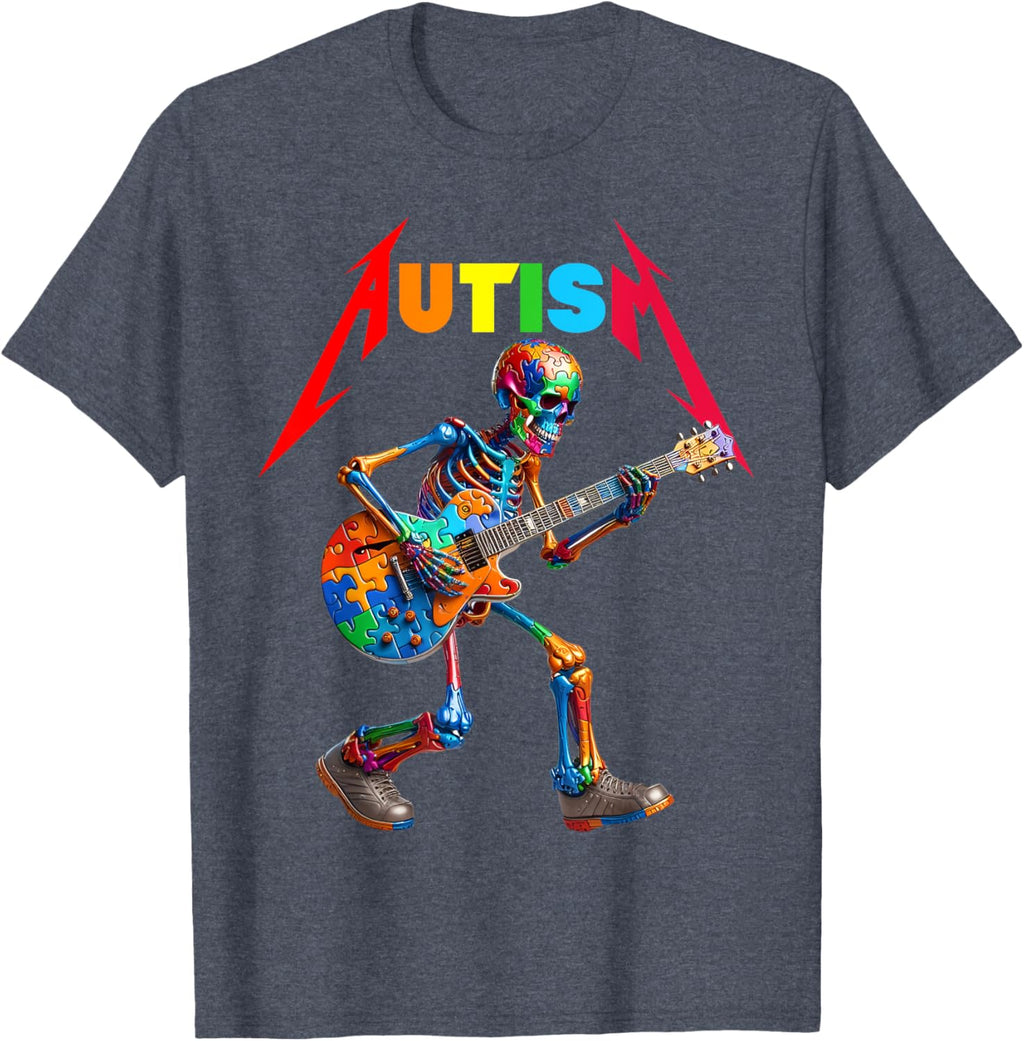 Autism Skeleton Guitar Rock Puzzle Music Autism Awareness