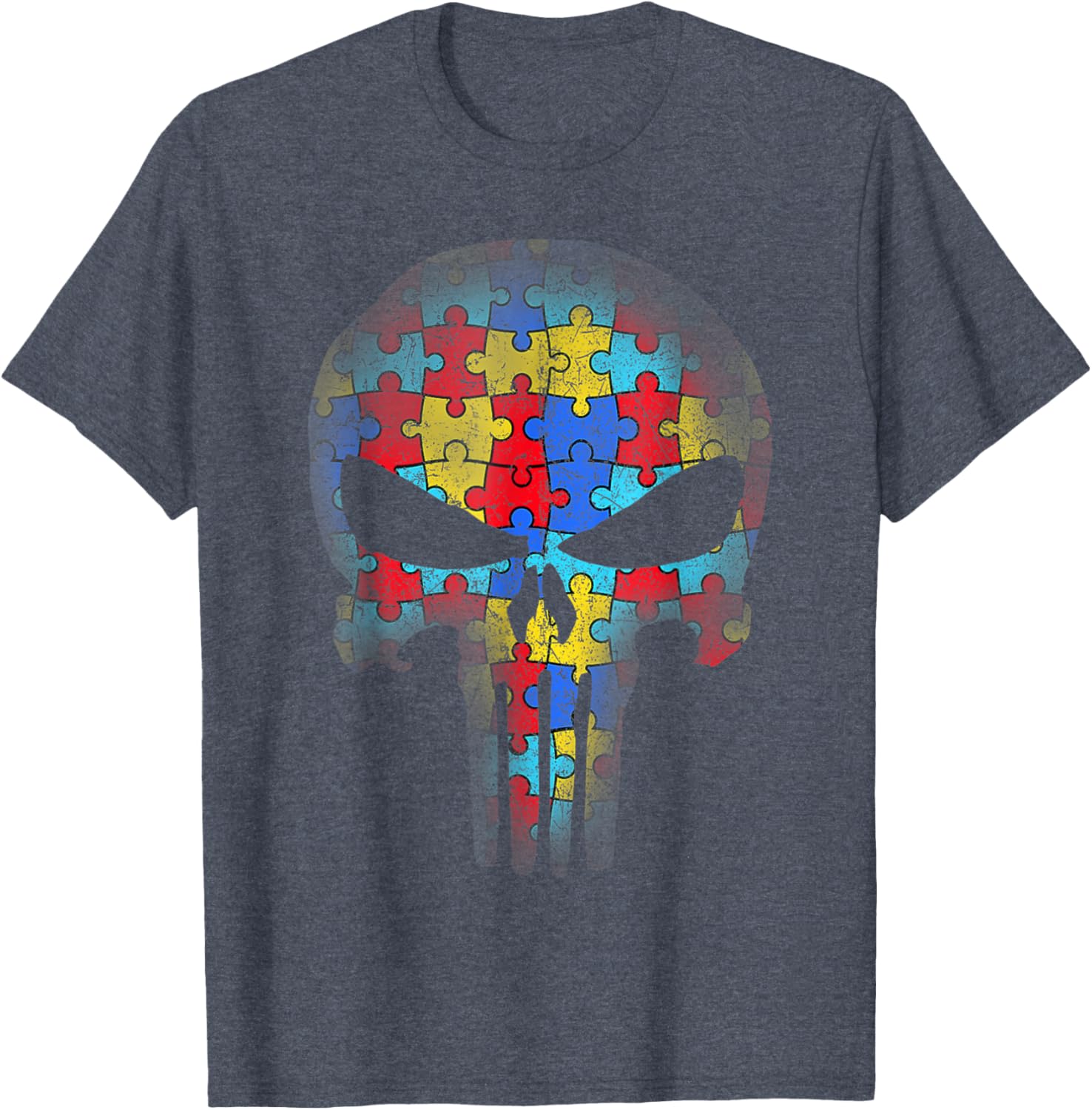 Skull Autism Awareness Puzzle Piece Mens Womens Kids
