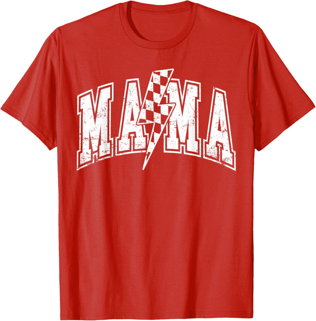 Mama Lightning Bolt Checkered Varsity Mom Women Mother's Day Mother Shirt