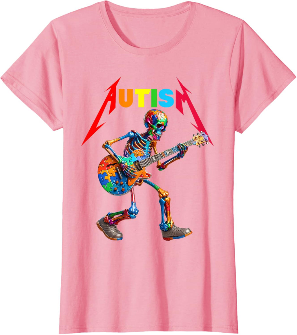 Autism Skeleton Guitar Rock Puzzle Music Autism Awareness