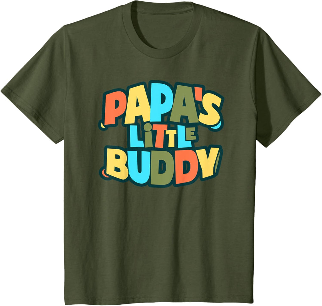 Kids Papa's Little Buddy Shirt Cute Toddlers Fathers Day Outfit