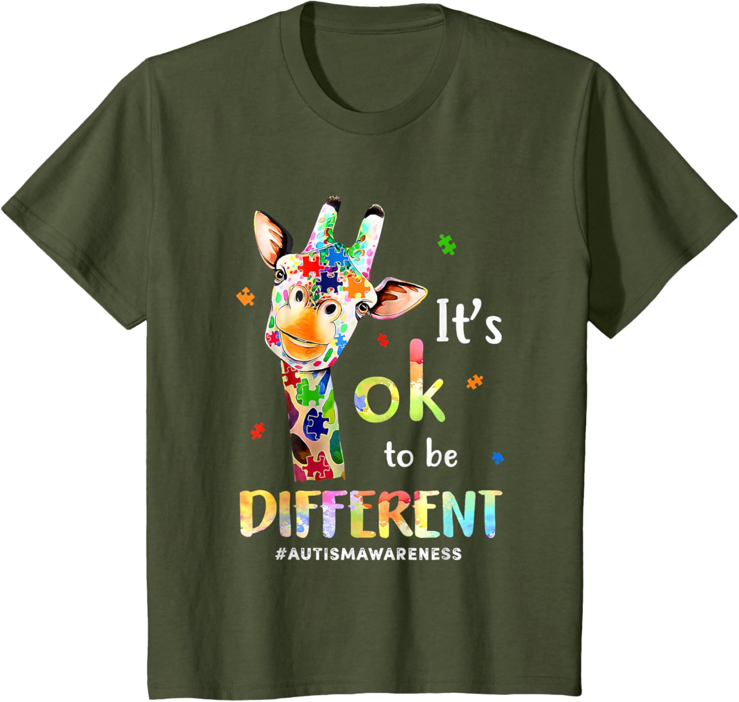 Autism Awareness Cute Giraffe Animal Its Ok To Be Different