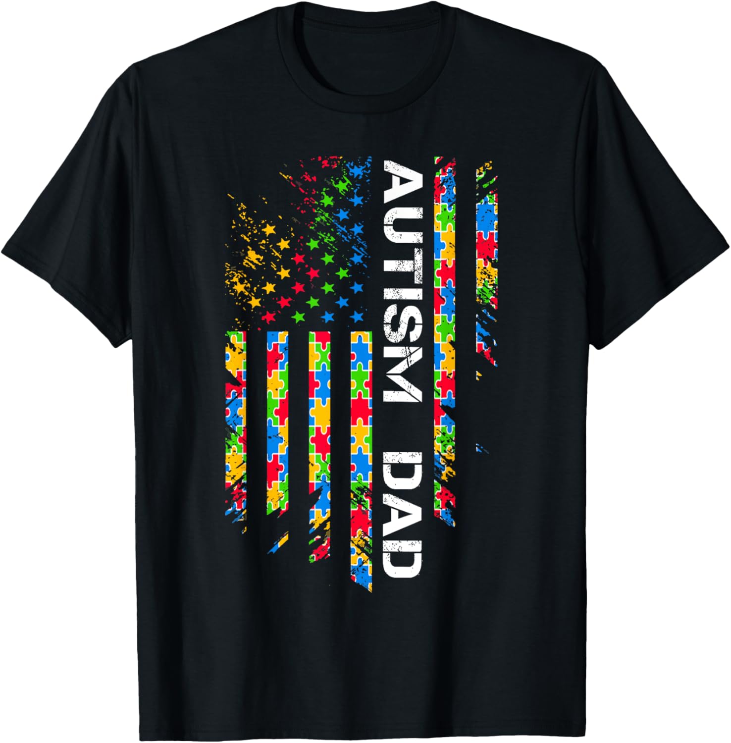 Autism Dad Awareness American Flag USA