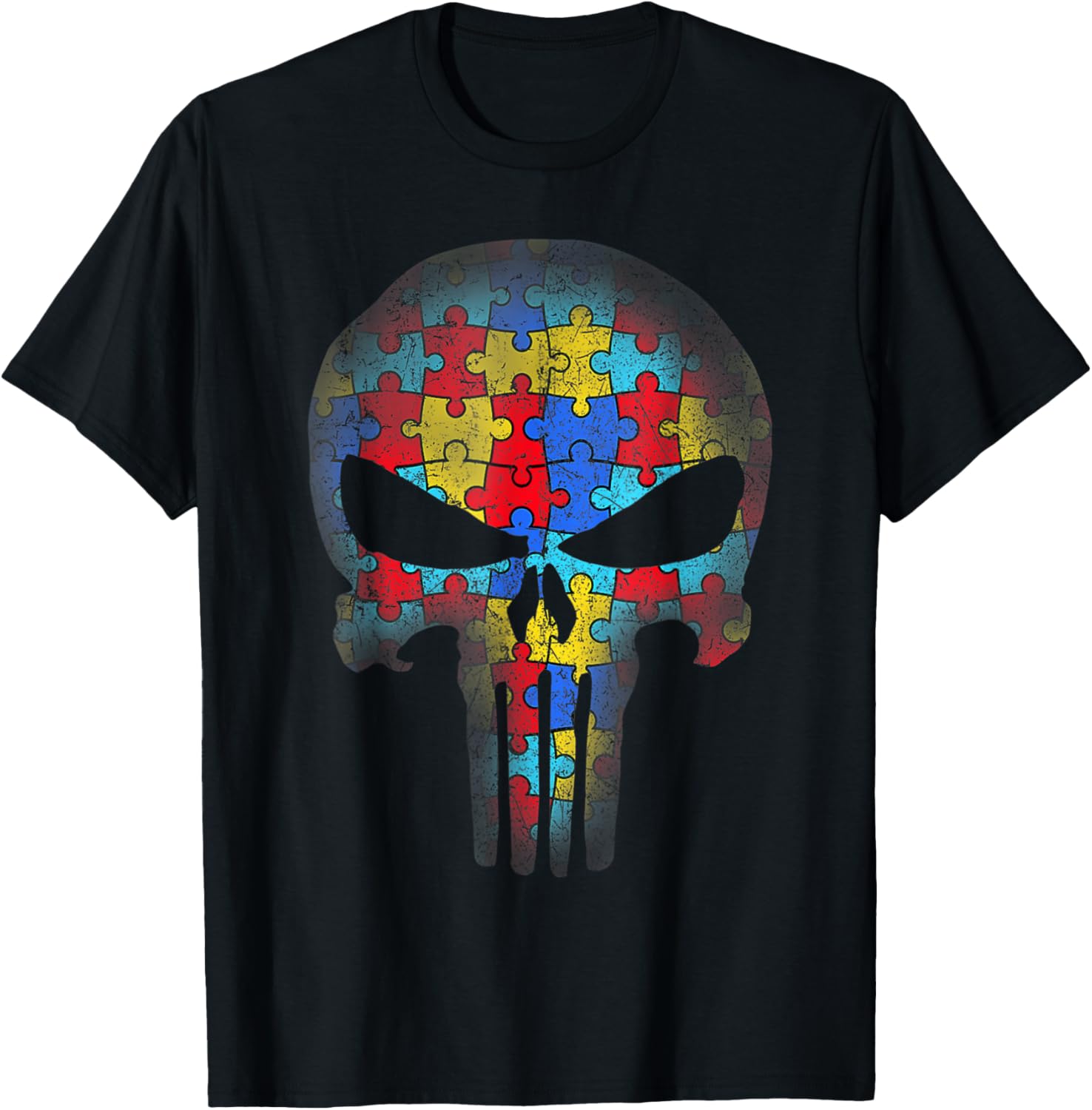 Skull Autism Awareness Puzzle Piece Mens Womens Kids