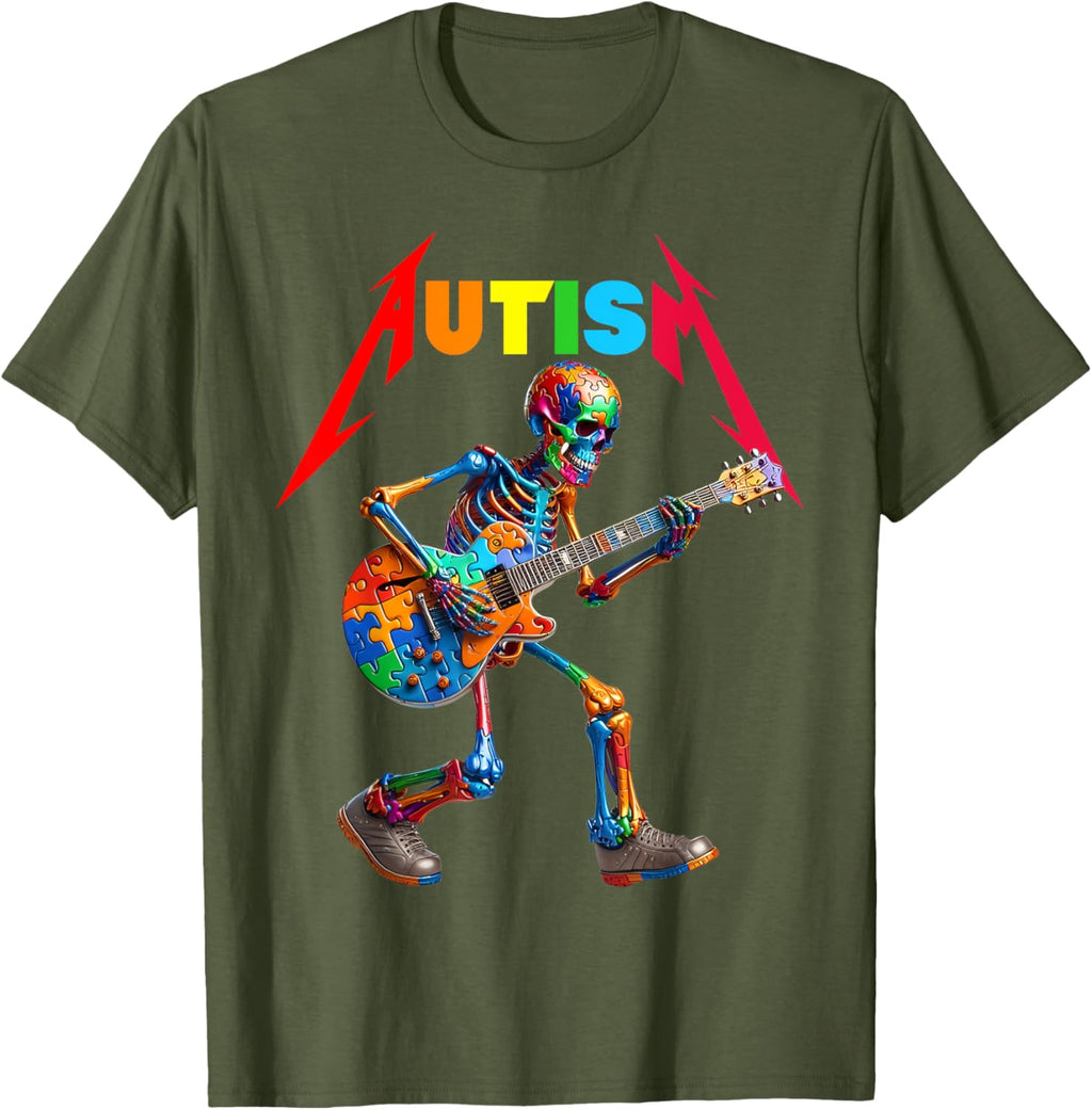 Autism Skeleton Guitar Rock Puzzle Music Autism Awareness