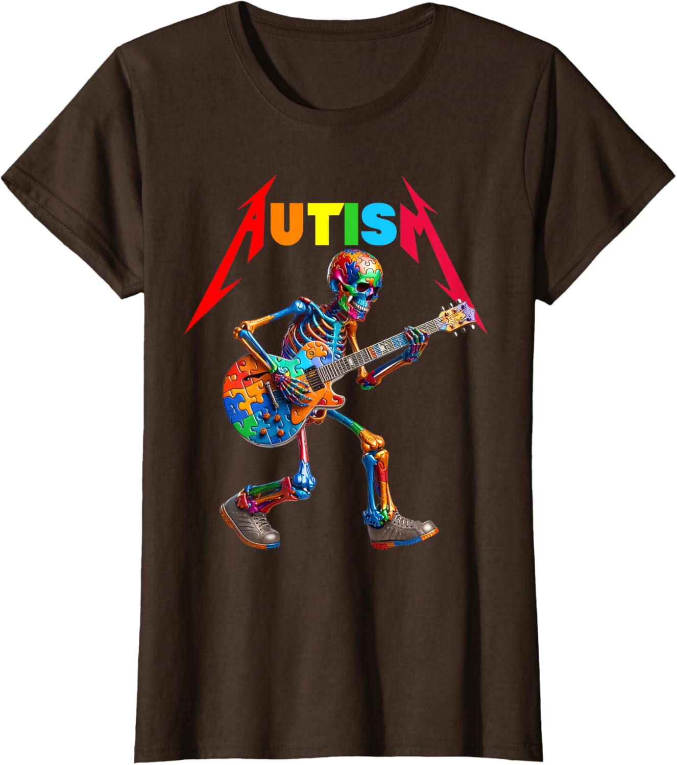 Autism Skeleton Guitar Rock Puzzle Music Autism Awareness