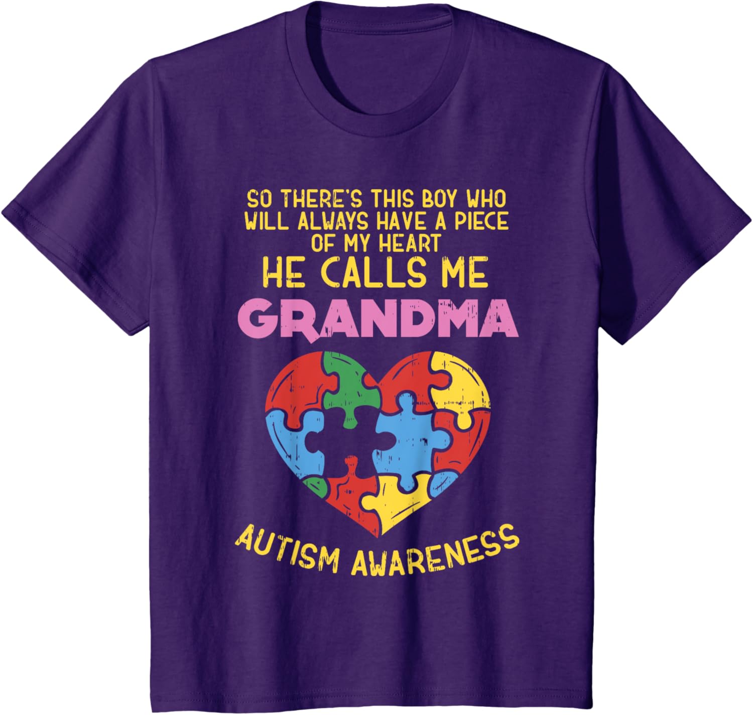 Grandma Autism Awareness Shirt Austistic Boy Piece My Heart