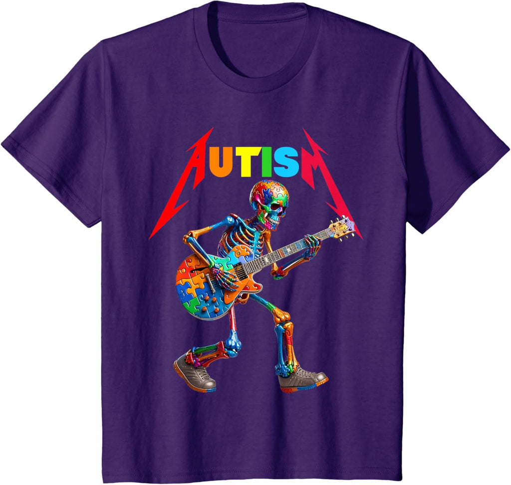 Autism Skeleton Guitar Rock Puzzle Music Autism Awareness