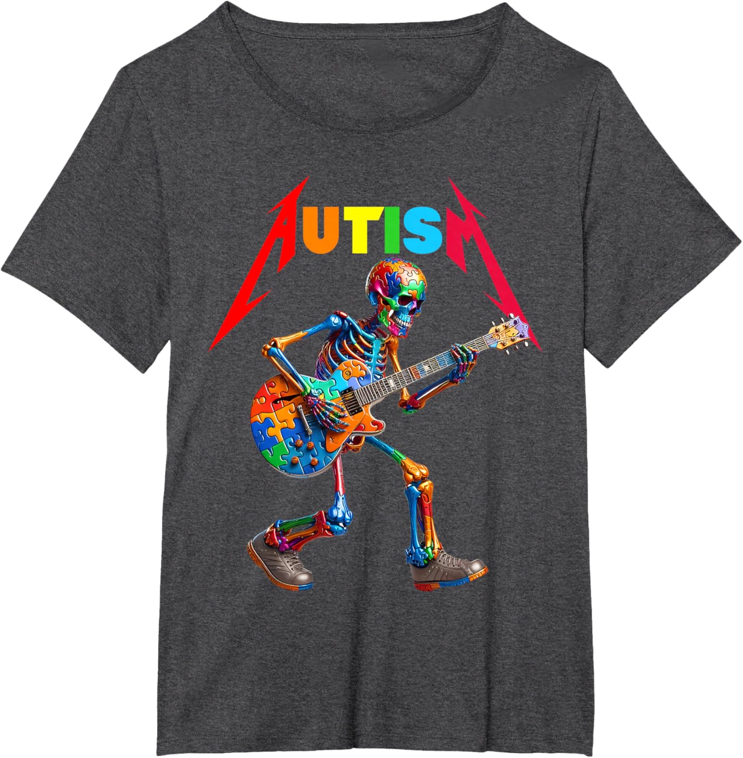 Autism Skeleton Guitar Rock Puzzle Music Autism Awareness