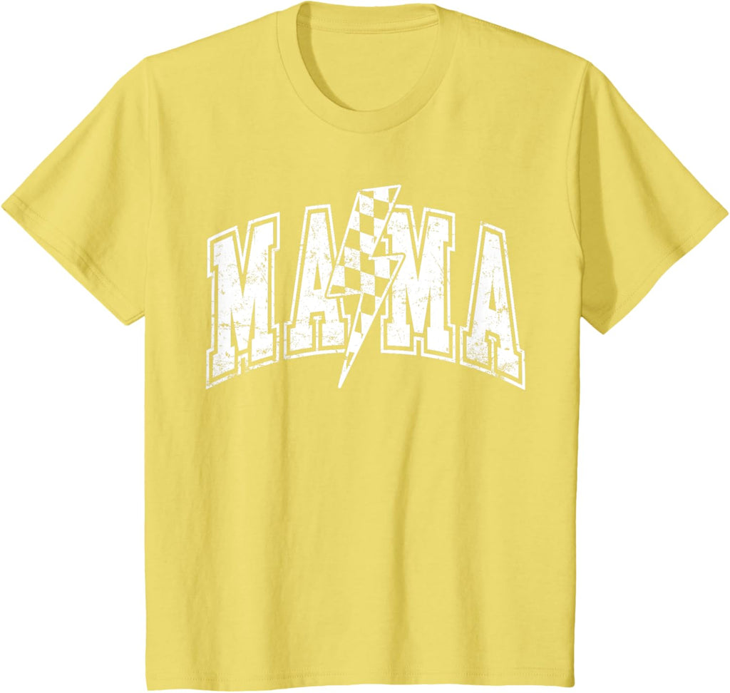 Mama Lightning Bolt Checkered Varsity Mom Women Mother's Day Mother Shirt