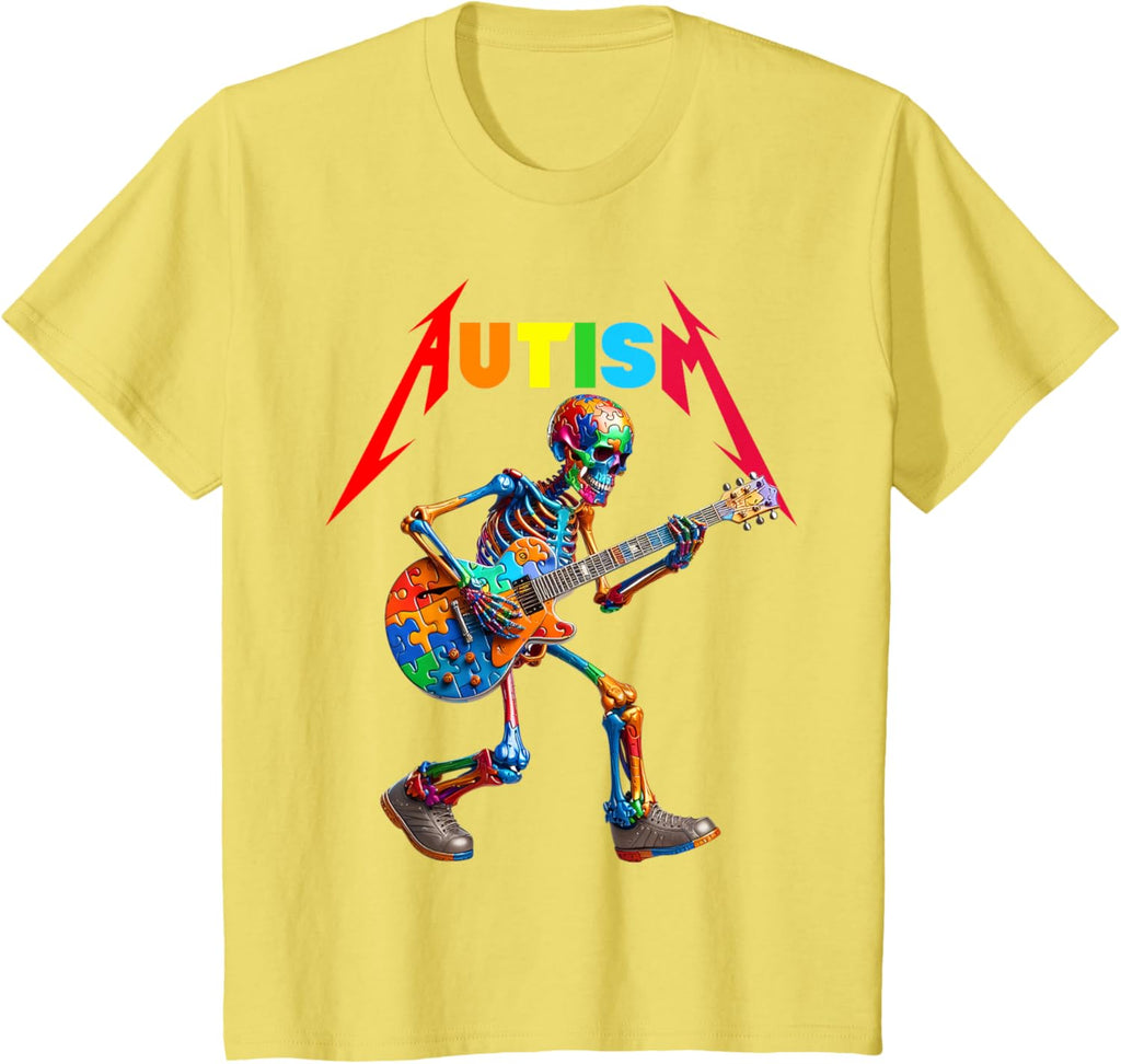 Autism Skeleton Guitar Rock Puzzle Music Autism Awareness