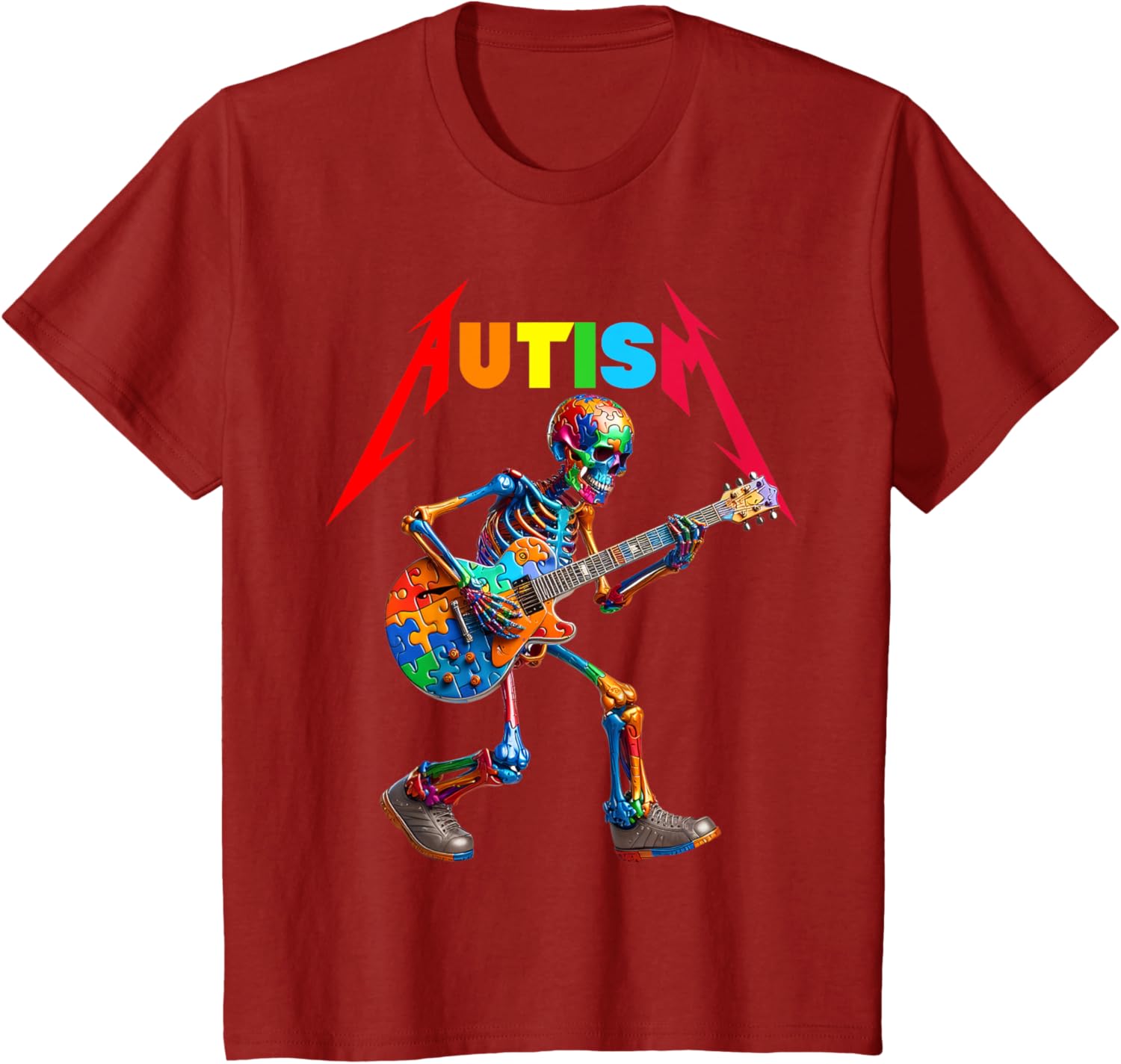 Autism Skeleton Guitar Rock Puzzle Music Autism Awareness