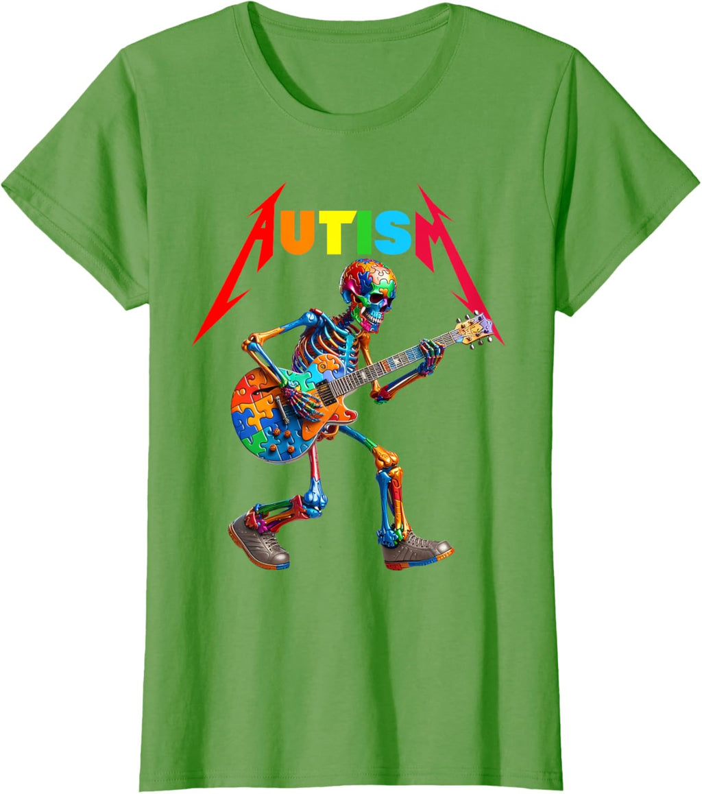Autism Skeleton Guitar Rock Puzzle Music Autism Awareness