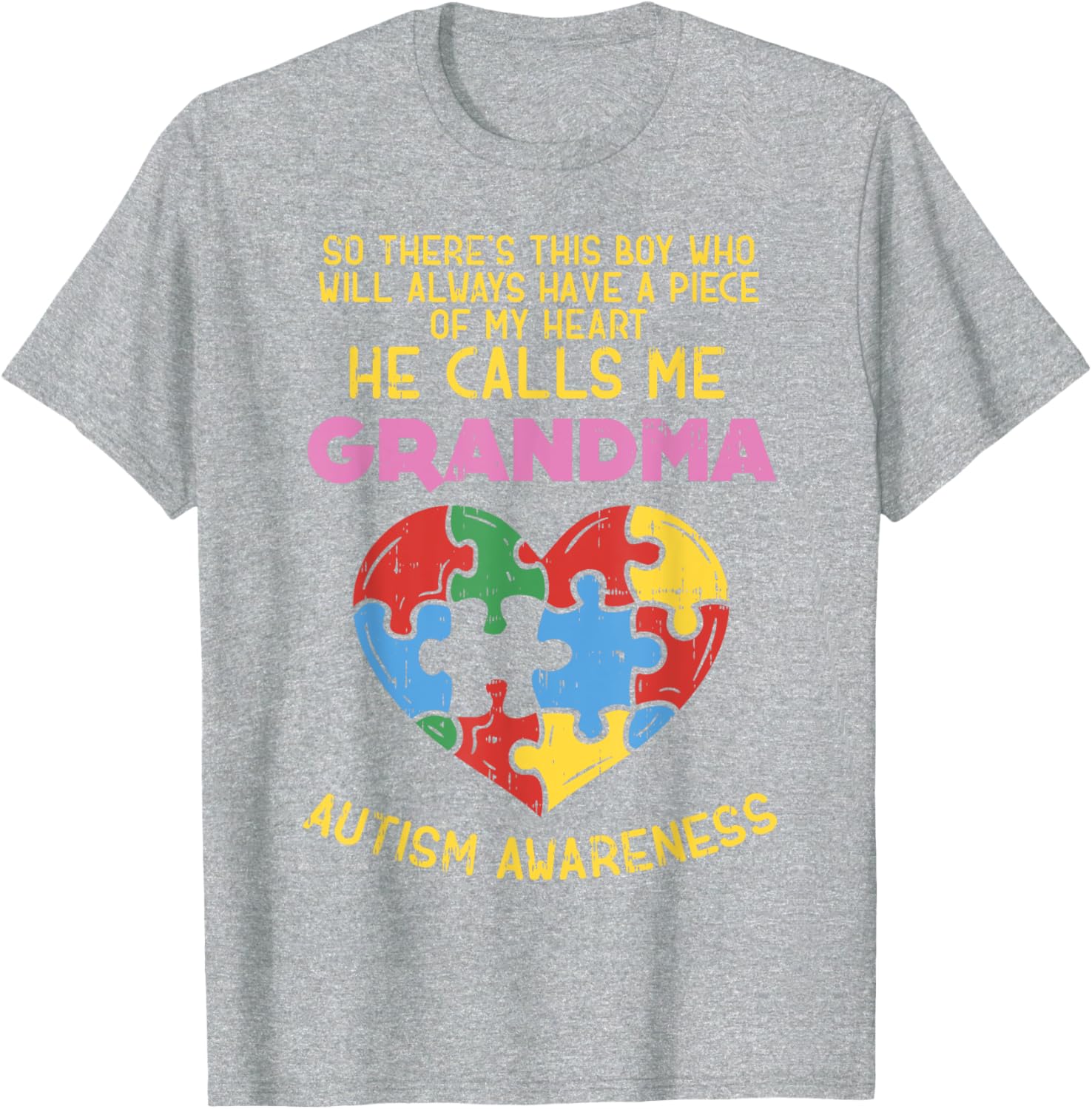 Grandma Autism Awareness Shirt Austistic Boy Piece My Heart