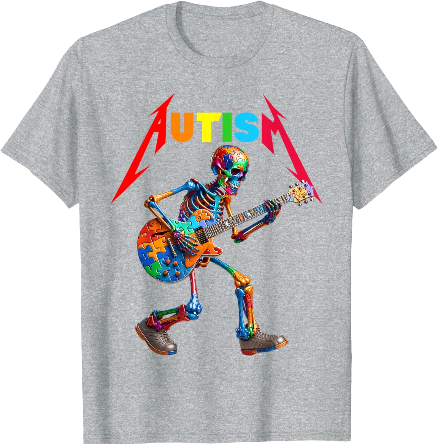 Autism Skeleton Guitar Rock Puzzle Music Autism Awareness