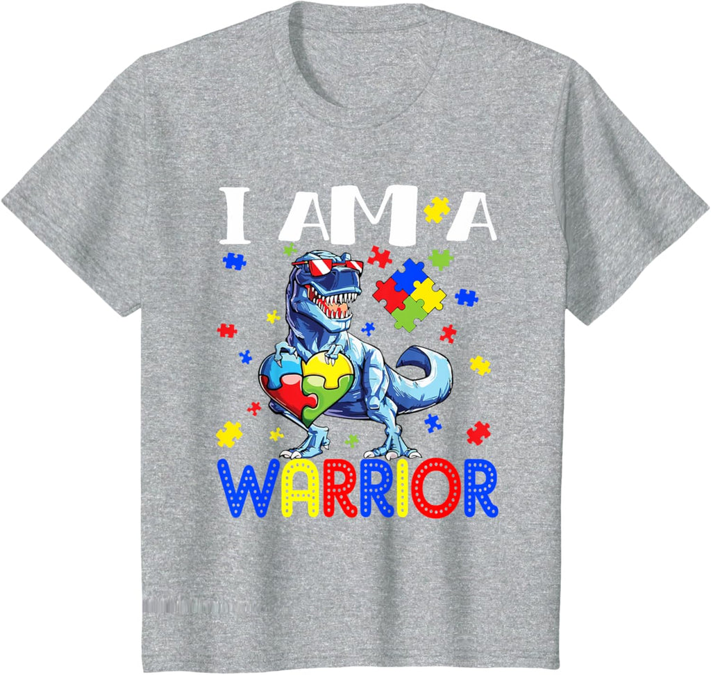 I Am A Warrior Autism Boys Family Dinosaur Autism Awareness