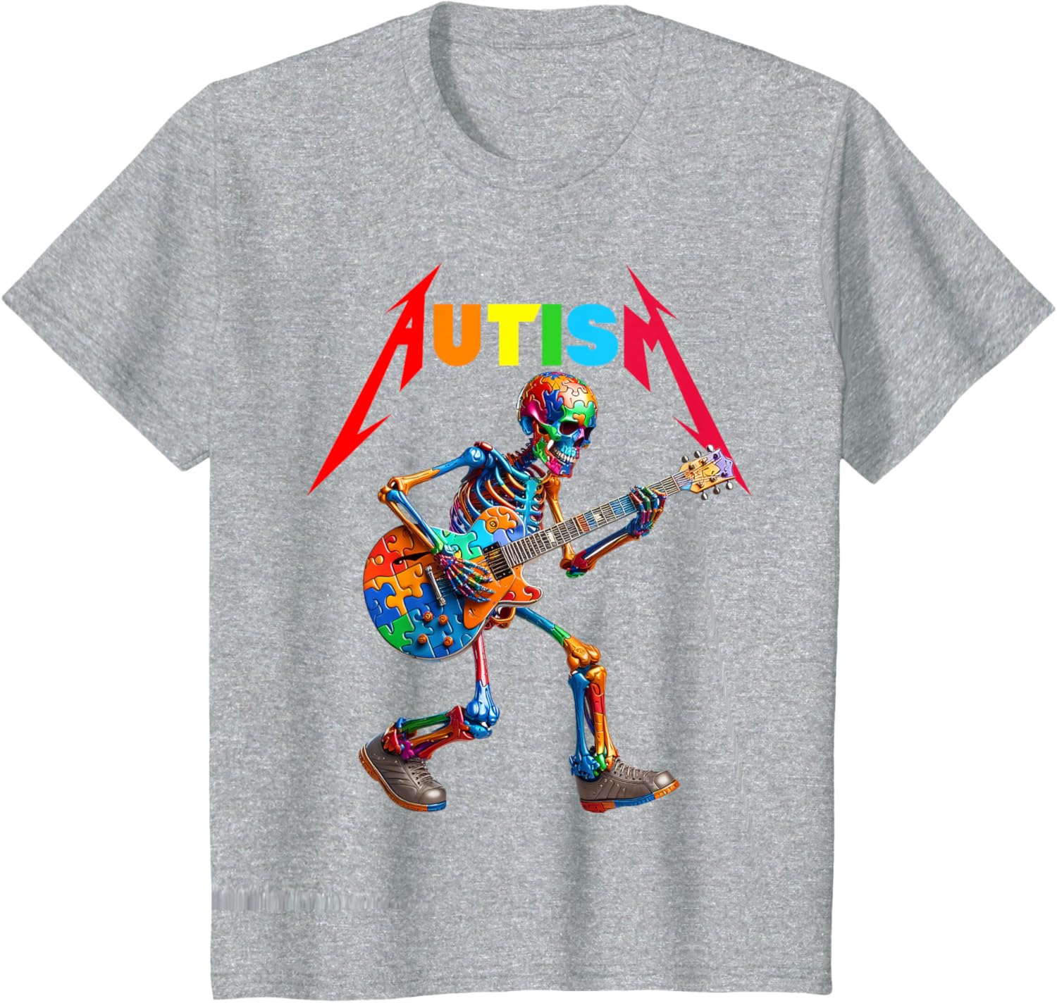 Autism Skeleton Guitar Rock Puzzle Music Autism Awareness